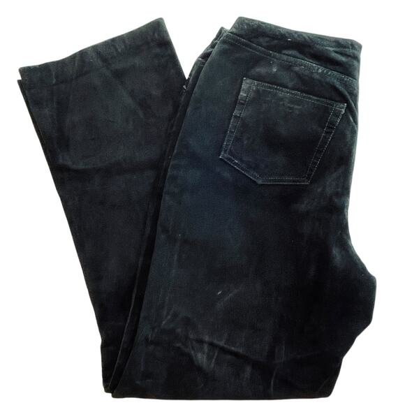 New York & Co 90s Black Suede Retro Leather Classic Straight Leg Pants Jeans 12 - Picture 6 of 9